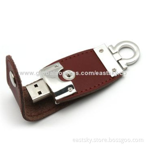 Leather Pen Drive ESU-L03, Cheap Price with Leather Case, Warranty Free for 2 Years, 64MB to 32GB